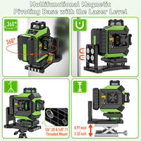 Niveau laser Huepar 704CG auto-nivelant 16 lignes, faisceau vert rotatif 4D automatique
