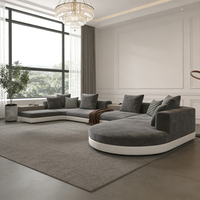 Ensemble de canapés modulaires de luxe en forme de L avec coins arrondis et coussins en mousse haute densité pour l'ameublement de la maison