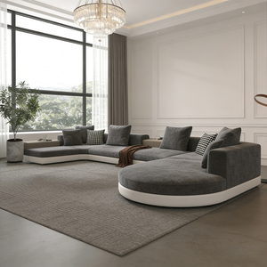 Juego de Sofás Seccionales Modulares de Lujo en Forma de L con Esquinas Redondeadas y Cojines de Espuma de Alta Densidad para Muebles del Hogar - Product Image 6