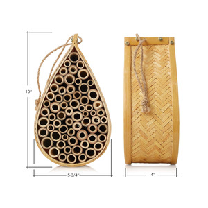 Bamboo Teardrop Beehive Hanging Insect Hotel Natural Handmade Garden Pollinator Habitat Patio Decor - Product Image 4