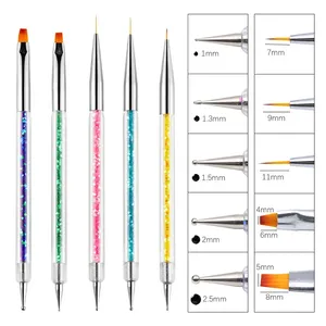 Lot de 5 stylos à points pour ongles en acrylique, pinceaux de dessin, applicateurs de strass, outils de manucure pour gel UV - Product Image 2