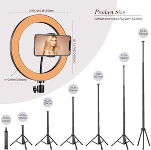 ไฟวงแหวน LED สำหรับถ่ายภาพความงาม ขนาด 10 นิ้ว 26 ซม. พร้อมขาตั้งกล้องสูง <span class=keywords><strong>2</strong></span>.1 เมตร ไฟเซลฟี่แบบวงแหวน - Product Image 5