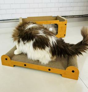 Venta caliente moderno interactivo nido gato árbol rascador cama de papel corrugado con nido cama gato rascador hecho de madera - Product Image 6