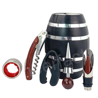 Bouteille de vin rapide en deux pièces, avec poignée en bois rouge, vis à bille et verseur, baril en plastique, ensemble cadeau, 5 pièces, Kit d'accessoires d'ouverture de bouteille de vin