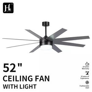 Ventilateur de plafond LED moderne avec 8 pales en contreplaqué et télécommande 6 vitesses, moteur DC silencieux pour salon - Product Image 2