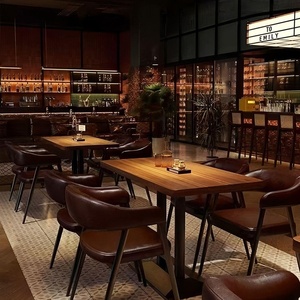 Mesas <span class=keywords><strong>y</strong></span> Sillas de Madera Estilo Medieval Americano para Taberna, Juego de Mesa <span class=keywords><strong>y</strong></span> Sillas para <span class=keywords><strong>Restaurante</strong></span> Comercial, Bar, Cafetería, Tienda, con Tapicería Suave - Product Image 2