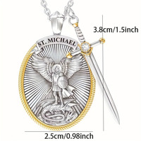 Fancy Day Custom Fashion Vintage Oval Shield Knight Shield Sword con Logo Graved Name Collar de aleación para hombre Colgante