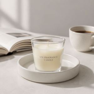 Bougie parfumée blanche MW dans un bocal en verre, mèche unique, bougie d'aromathérapie, décoration minimaliste pour la maison - Product Image 4
