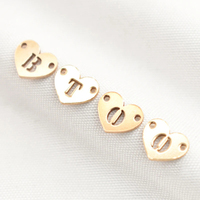 Breloques en forme de cœur avec initiales alphabétiques en or rempli 14K, anti-ternissement, pour la création de bijoux DIY, colliers, bracelets, accessoires