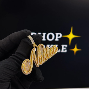 Fashion Luxury Niklee Pendant 2.30 Inch <b>Iced</b> <b>Out</b> 925 Sterling Silver 14K Gold Plated Moissanite Hip Hop Custom <b>Chain</b> Jewelry - Product Image 5