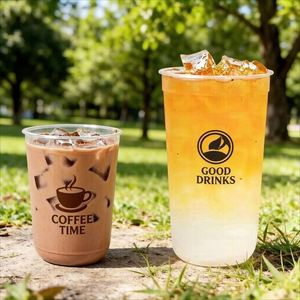 Vasos de Plástico PP en Forma de U, Duraderos y Ecológicos, con Logotipo Personalizado, para Bebidas Frías, Jugos, Leche, Té, Smoothies, Té de Burbujas, con Tapa y Pajita para Llevar - Product Image 2