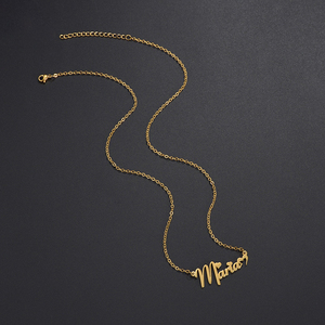 Hợp Thời Trang Châu Âu Mỹ Tùy Chỉnh Mạ Vàng Thép Không Gỉ Của Phụ Nữ Tên Vòng Cổ Không Thường Xuyên Trái Tim Mặt Dây Chuyền Xương đòn - Product Image 3