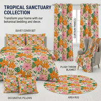 Couverture florale moderne à tons chauds, vente en gros directe d'usine, utilisable en toutes saisons, emballée sous vide dans un sac OPP, style vintage pour les fêtes