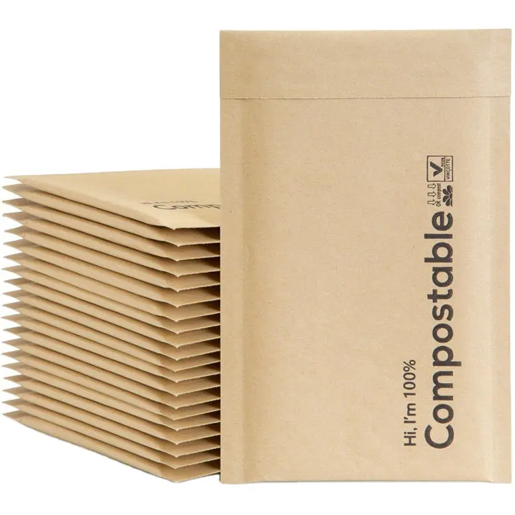 100% personalizado panal compostable acolchado papel Kraft Express sobre biodegradable a prueba de golpes sobres envío bolsas de embalaje