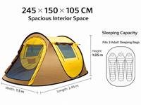 Tente de camping automatique instantanée OEM 3 secondes, installation rapide, imperméable, portable, pour le camping en famille