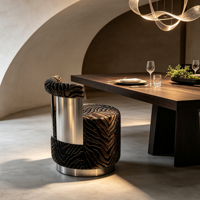 Fauteuil d'appoint luxueux sur mesure avec dossier incurvé, tabouret, base en acier inoxydable, chaise moderne pour salon, chambre, hôtel