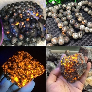 Accesorios de cuentas de piedra de llama natural Cuentas de bricolaje con brillo de Sol <span class=keywords><strong>Naranja</strong></span> Cuentas redondas Mineral crudo que comprende <span class=keywords><strong>jaspe</strong></span> de obsidiana de howlita - Product Image 4