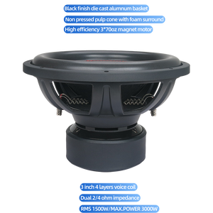Caisson de basses de voiture neuf d'usine OEM 15 pouces 1500W, triple aimant, moteur à double bobine, excellent haut-parleur audio automobile, puissance maximale 3000W, basses - Product Image 3