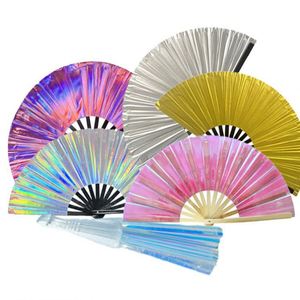 Nouveauté 2025 – Éventail Pliant Holographique Laser 33 cm – Artisanat Portable en Bambou Peint pour Mariages et Fêtes – Décoration Artistique Populaire - Product Image 4