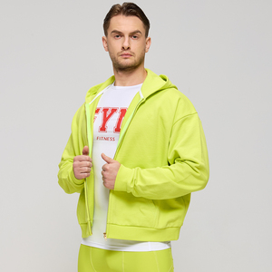 Sudadera con capucha oversize para hombre con cremallera, estilo casual deportivo, corte holgado, para fitness, con cremallera, corta, DTG, al por mayor - Product Image 2
