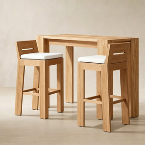 Custom Hardware Table OEM ODM Custom Accessible Luxury Wooden Square HighStool Table for Courtyard Seaside Villa - Product Image 1