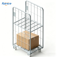 Kainan Plateforme de stockage industrielle logistique en treillis d'acier, démontable sur trois côtés, pliable et roulante, galvanisée