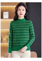 Pull col roulé chaud en viscose jacquard 400g tricoté à la machine pour femme grande taille, style Normcore/Minimaliste, avec logo au dos