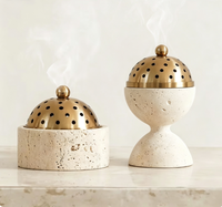 Brûleur d'encens en marbre naturel classique pour Bakhoor, encensoir décoratif Mubkhar, encensoir de style moyen-oriental