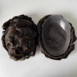 Parrucchino da <span class=keywords><strong>uomo</strong></span> in pizzo francese HD Indian Hair 6x8 7x9 8x10, capelli Remy, densità 80%, base in PU, all'ingrosso - Product Image 5