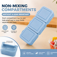 Boîtes à collation en silicone à 3 compartiments avec couvercle, récipients étanches pour sauces et fruits, boîte à bento, adaptées au congélateur