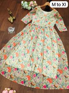 Indian Elegant Georgette Maxi Gown With Intricate Neck <b>Pattern</b>-Casual <b>Dresses</b> - Product Image 6