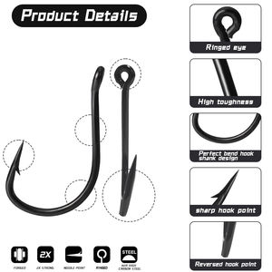 Anzuelo de Pesca KONA Izumezina D10150 con Ojo de Tubo y Anillo, Níquel Negro, Acero con Alto Contenido de Carbono, Anticorrosión, Súper Resistente, para Agua Dulce - Product Image 3