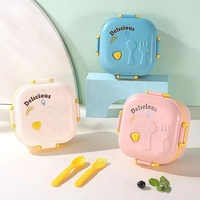 Fiambrera Bento de plástico a prueba de fugas para niños con 3 compartimentos Fiambrera Bento portátil sin Bpa para alimentos de grado alimenticio para niños