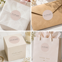 Autocollants Personnalisés avec Logo Imprimé, Étiquettes Cœur Merci, Cartes de Remerciement, Autocollants pour Courrier, Papier Kraft Imperméable, Fabrication Sur Mesure Acceptée