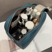 Sac de beauté cosmétique portable de voyage de grande capacité pratique à la mode en cuir PU de haute qualité avec fermeture éclair