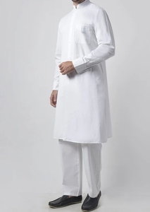 Conjunto de túnica de algodón con botones para hombre blanco antiestático transpirable de algodón de manga larga tradicional - Product Image 3
