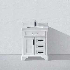 Wholesales Modern Freestanding White Painted Solid Wood <b>Bathroom</b> Furniture Waterproof Single Basin Sink Bath Vanity <b>Cabinet</b> - Product Image 4
