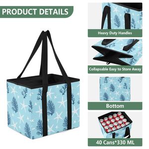 Starfish Coral Shopping <b>Bag</b> <b>Reusable</b> Tote Grocery Carry <b>Bag</b> Beach Market Carryall - Product Image 3