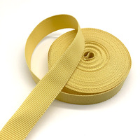 Ruban tissé personnalisé résistant aux hautes températures, ignifuge, en fibre d'aramide, ruban plat jaune 25 mm, haute ténacité, résistant à la coupure