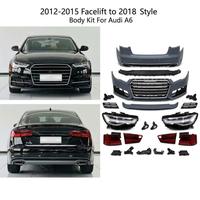 Parachoques Delantero Estilo RS6 C7.5 2018 con Faros Delanteros y Luces Traseras para Audi A6 S6 C7 C7.5 2012-2015