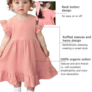 100% cotton hữu cơ bé gái ăn mặc | mềm Muslin công chúa ăn mặc cho trẻ em - Product Image 4