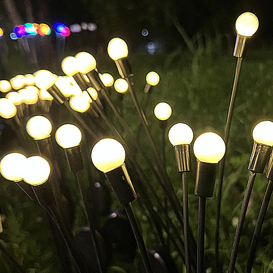 Wire-free Romantic Landscape Decoration Sensor Waterproof 6 8 10 Heads LED Firefly Solar Outdoor Garden Light