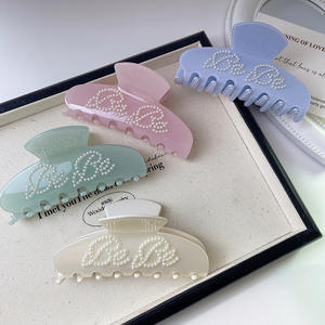 QianJin Texto Personalizado Acessórios de Cabelo das Mulheres Estilo Ballet Elegante Pérola Carta Design Acetato Tubarão Clipe Clipe Garra De Cabelo - Product Image 2