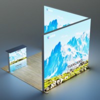 Stand/Rak Display Iklan Sublimasi Pewarna Aluminium untuk Pameran Dagang, Bentuk Persegi Panjang, Portabel Standar 10 kaki