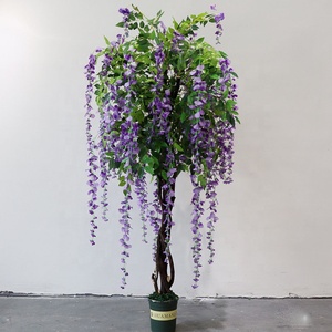 Luwu — grand arbre à fleurs artificielles en soie, décoration de mariage, vente en gros, faux blanc violet, vente, C2101 - Product Image 3