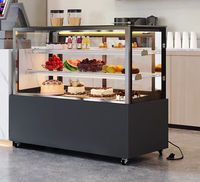 Vitrine réfrigérée commerciale verticale à refroidissement par air pour gâteaux, avec porte coulissante en verre, étagères à desserts à double niveau, en acier inoxydable
