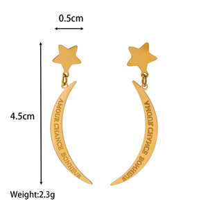 Orecchini pendenti in acciaio inossidabile placcato oro 18K da donna <span class=keywords><strong>Moonstar</strong></span> ciondolo a catena lunga con frangia delicata - Product Image 4