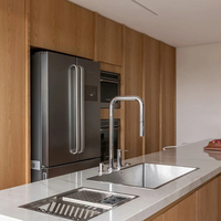 Meuble de cuisine de style américain, multifonctionnel, haut de gamme, en placage de bois, pour appartements et villas