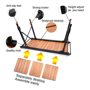 <span class=keywords><strong>Table</strong></span> <span class=keywords><strong>de</strong></span> <span class=keywords><strong>camping</strong></span> IGT pliable 3 unités en alliage d'aluminium, réglable en hauteur, portable, pour pique-nique, pêche, barbecue, charge maximale 50 kg - Product Image 2
