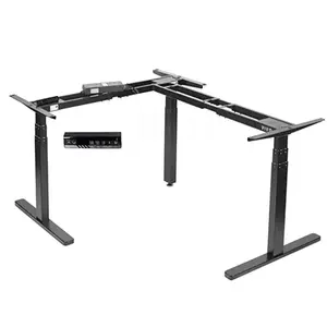 Scrivania elettrica a forma di L Stand Up scrivania ad angolo, Home Office Sit Stand Desk cornice nera